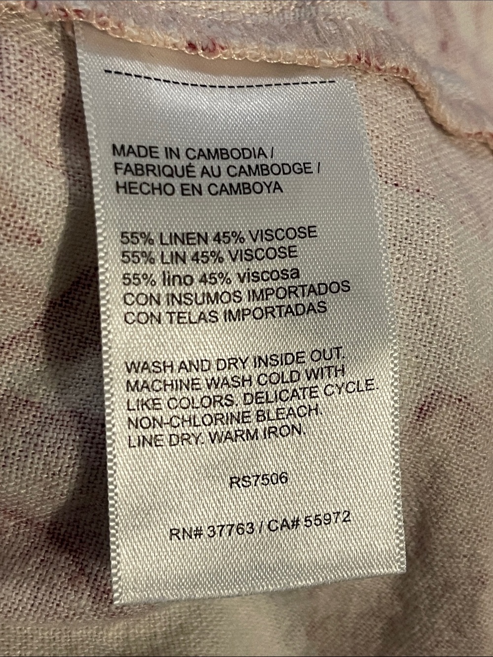 Rafaella Cream Top with Pink Floral Print and Ruffle Sleeves XL linen - Picture 6 of 6